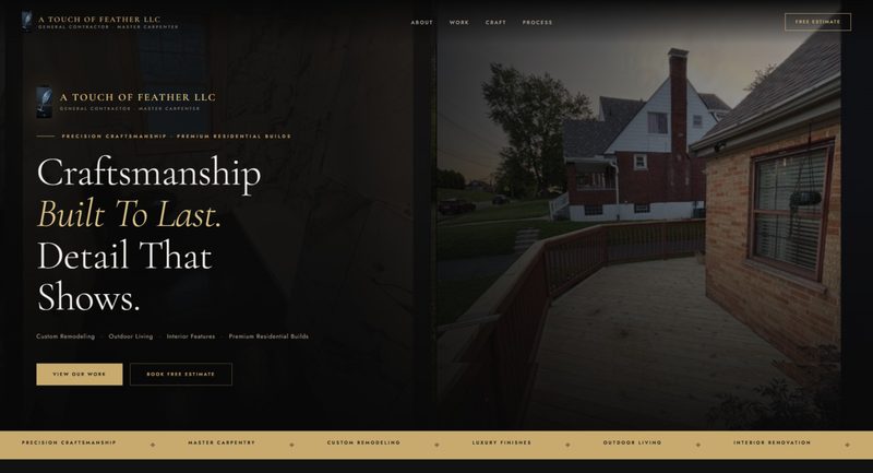 A Touch of Feather website — Craftsmanship Built To Last