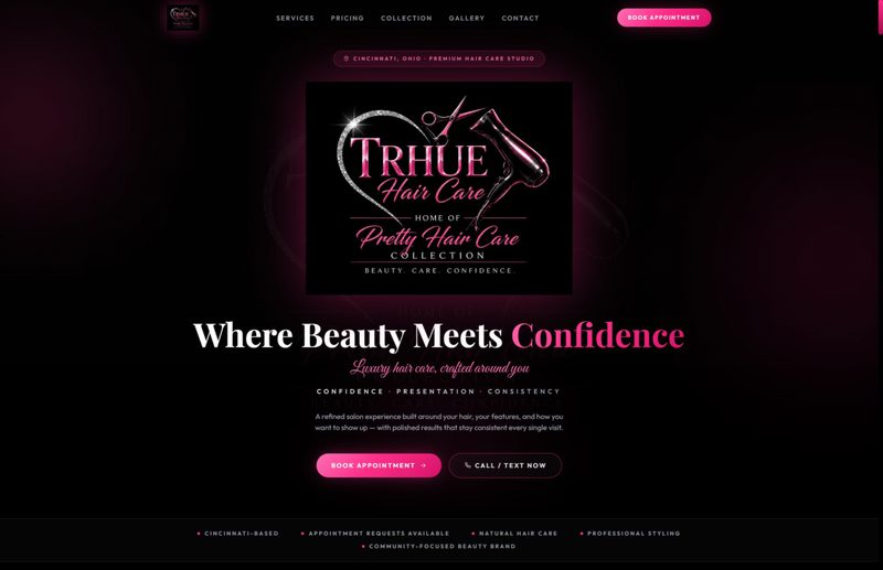 TRHUE Haircare website — Where Beauty Meets Confidence